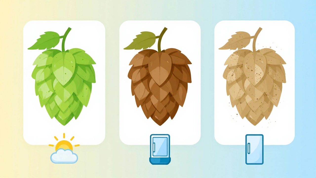 Illustration showing aging hops and grain degradation