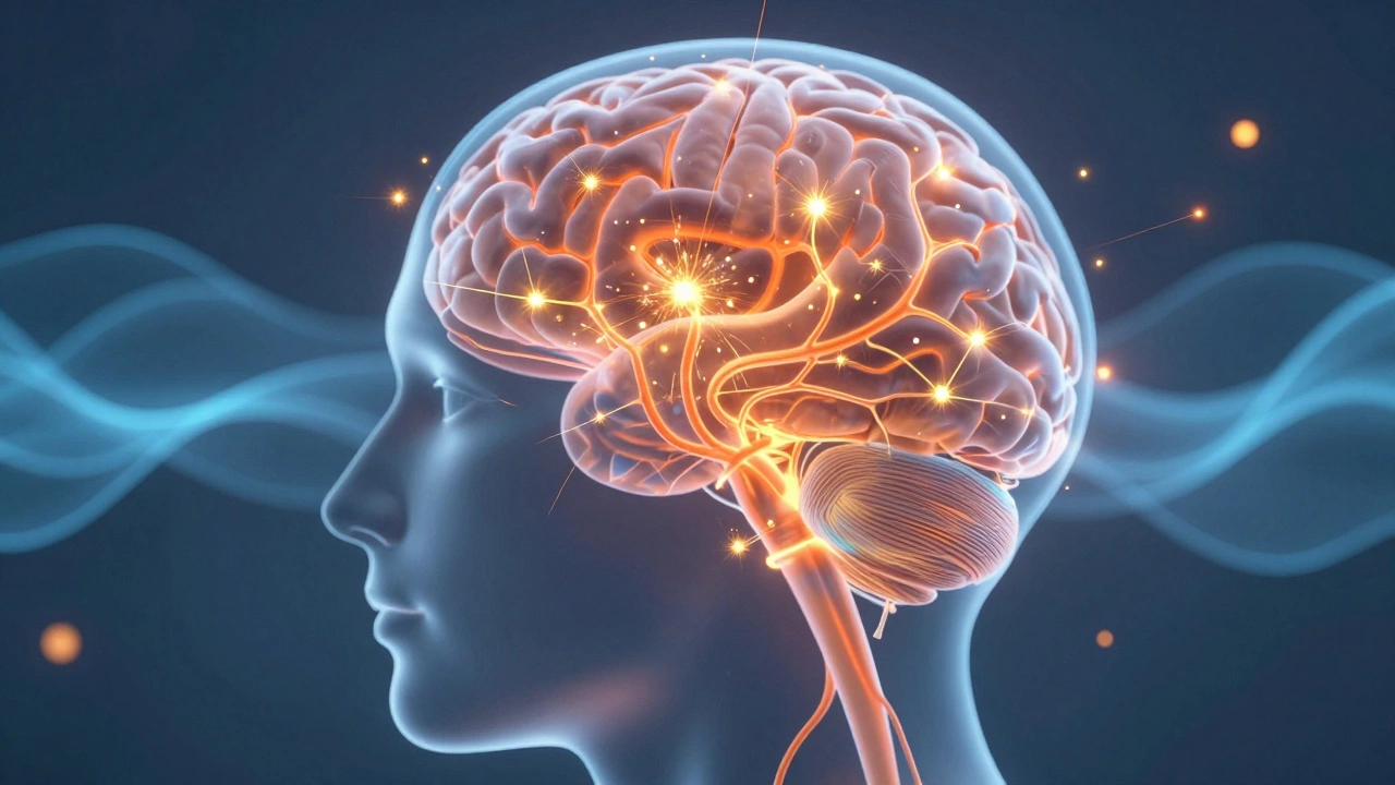 Abstract visualization of dopamine and GABA activity in the brain