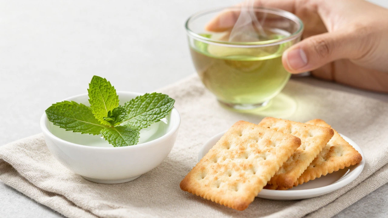 Mint water, crackers, and shortbread cookies served as palate cleansers