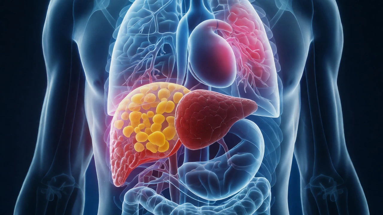 Medical visualization of liver damage from alcohol